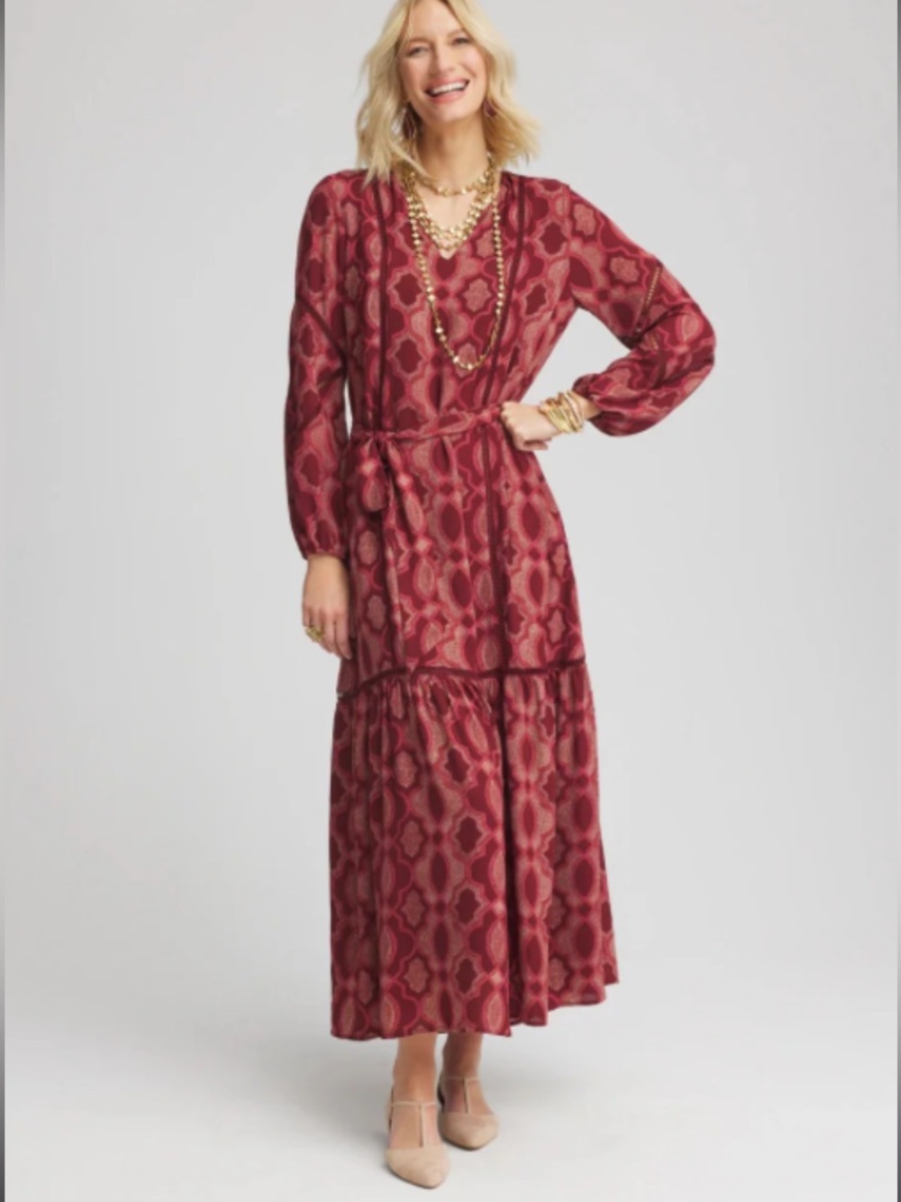 Chico’s-Tile print maxi dress